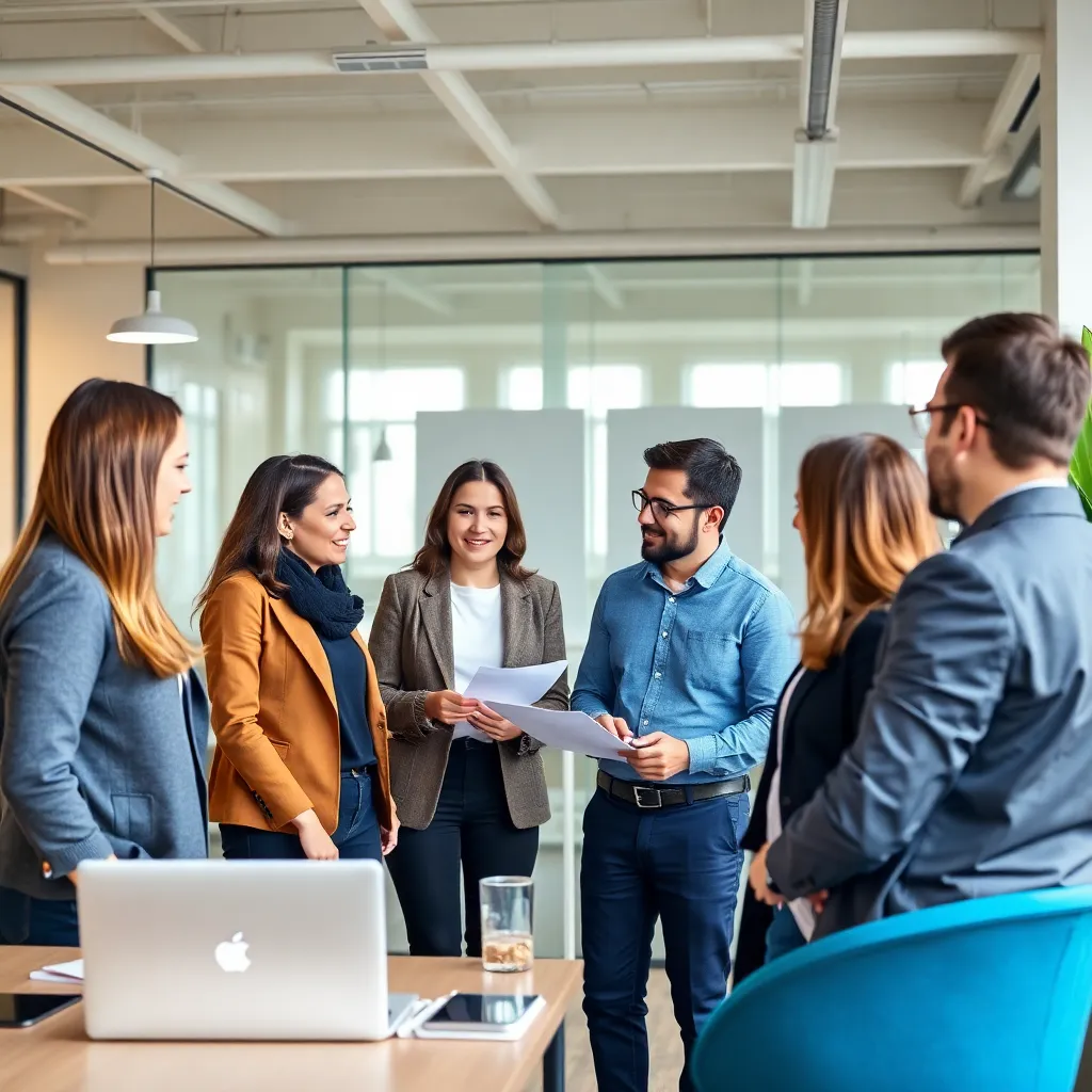 Diverse groep professionals in Nederlandse kantooromgeving in overleg